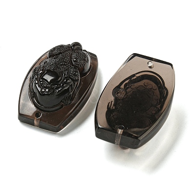 Natural Ice Obsidian Carved Connector Charms G-Q191-01A-1