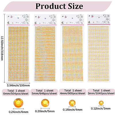 4 Sheets 4 Styles Acrylic Self Adhesive Stickers DIY-GF0014-71B-1