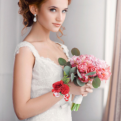 2PCS Silk Wrist Corsage AJEW-CP0001-51A-1