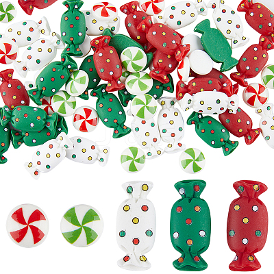 70Pcs 5 Styles Christmas Opaque Resin Cabochons RESI-SC0002-81-1