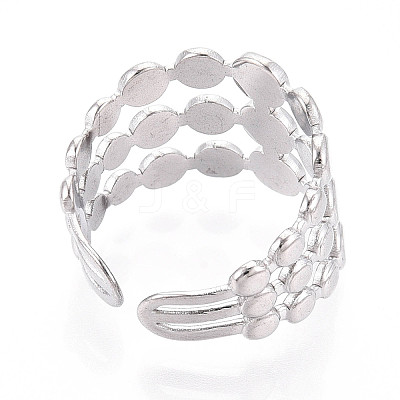 304 Stainless Steel Cuff Rings Components STAS-N113-02P-1
