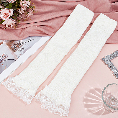 1 Pair Acrylic Fibers Long Mesh Lace Gloves AJEW-CN0006-67A-1