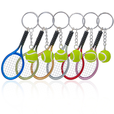 6Pcs 6 Colors Sports Theme Plastic Keychains KEYC-CY0001-05-1