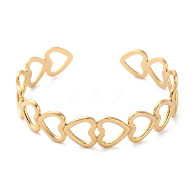 304 Stainless Steel Cuff Bangles for Women BJEW-K263-05G-09-1