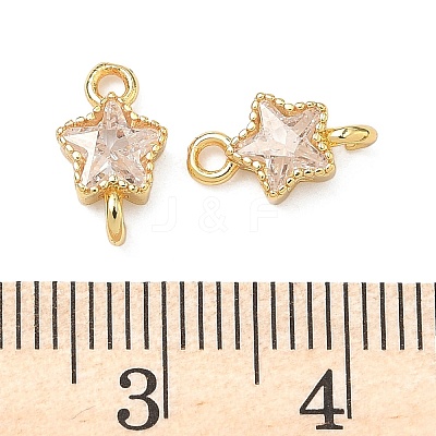 Brass Pave Cubic Zirconia Star Connector Charms KK-P348-08G-03-1