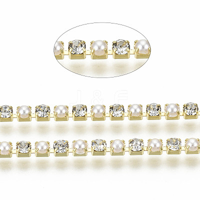 Brass Rhinestone Strass Chains CHC-T011-SS6.5-01G-1