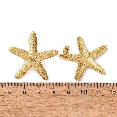 304 Stainless Steel Starfish Stud Earrings EJEW-Z135-02G-03-1