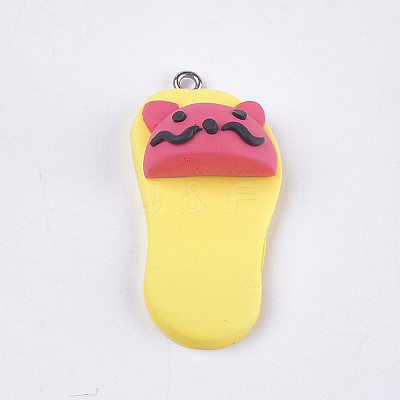 Handmade Polymer Clay Kitten Pendants CLAY-S093-04G-1