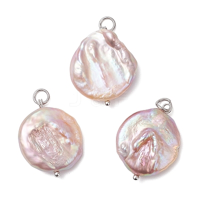 Natural Baroque Pearl Keshi Pearl Pendants PALLOY-JF04629-02-1
