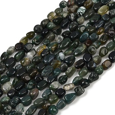 Natural Moss Agate Beads Strands G-Q060-D10-1