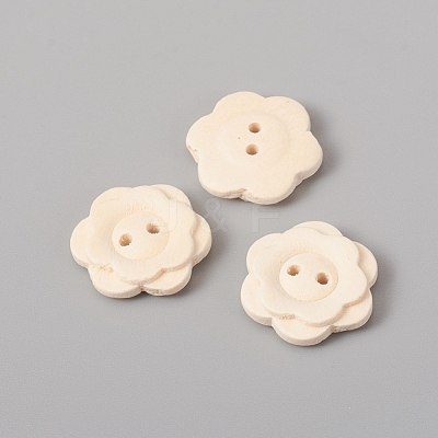 2-Hole Natural Wood Buttons WOOD-E010-16-1