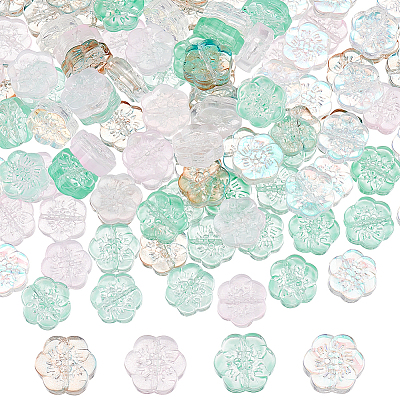 100Pcs 4 Colors Transparent Glass Beads GLAA-OC0001-35-1