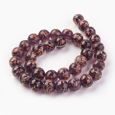 Handmade Gold Sand Lampwork Beads Strands LAMP-P051-L06-12mm-1