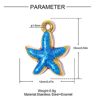 304 Stainless Steel Enamel Pendants STAS-OY015-29G-02-1