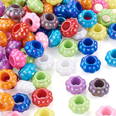 100Pcs Pearlized UV Plating Opaque Acrylic European Beads SACR-TA0001-77B-1