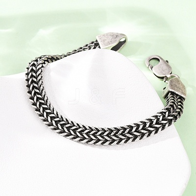 304 Stainless Steel Wheat Chain Bracelets for Women Men BJEW-C148-01AS-1