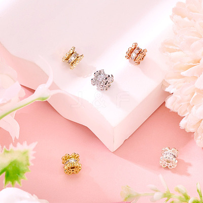 5Pcs 5 Colors Rack Plating Brass Micro Pave Cubic Zirconia Beads KK-TA0001-69-1