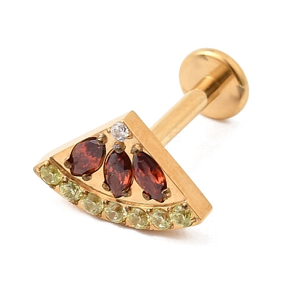 F136 Titanium Pave Cubic Zirconia Fruit Internally Threaded Labrets ME-CBA9828-06A-G-1
