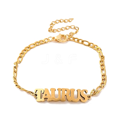 Constellation 202 Stainless Steel Figaro Chain Link Bracelets for Women Men LS-AJEW-U006-01D-1