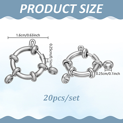 20Pcs 304 Stainless Steel Spring Ring Clasps STAS-GA0002-34-1