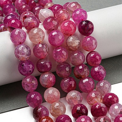 Faceted Natural Dragon Veins Agate Beads Strands G-F447-12mm-I04-1