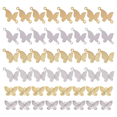 32Pcs 4 Styles Rack Plating Brass Connector Charms and 16Pcs 2 Styles Pendants KK-CA0002-41-1