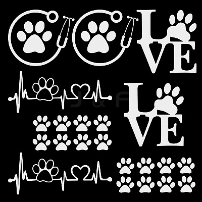 8 Sheets 4 Style Waterproof Heart & Bear Paw Pattern PET Car Decals Stickers STIC-GF0001-03B-1