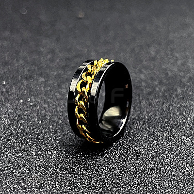 304 Stainless Steel Rotatable Chain Finger Rings for Men FS-WG60CA3-54-1