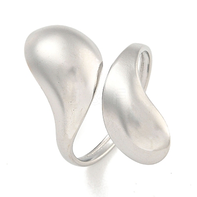 Non-Tarnish Teardrop 304 Stainless Steel Open Cuff Finger Rings for Women X-RJEW-P114-03P-1
