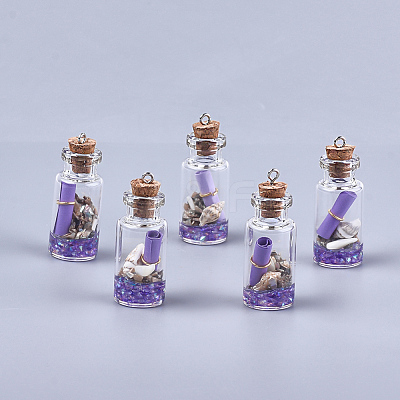 Glass Wishing Bottle Pendant Decorations X-GLAA-S181-02A-1