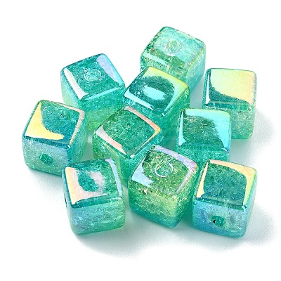 10Pcs Gradient Color & UV Plating Transparent Acrylic Beads OACR-YW0002-25D-1