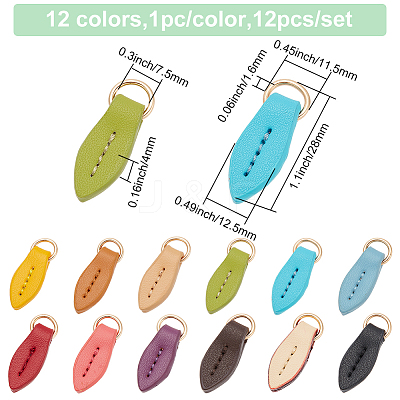 11pcs 11 colors Leather Zipper Pull Tabs DIY-WR0002-25-1