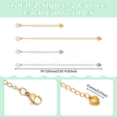 16Pcs 4 Styles 304 Stainless Steel End with Chains FIND-UN00025-1