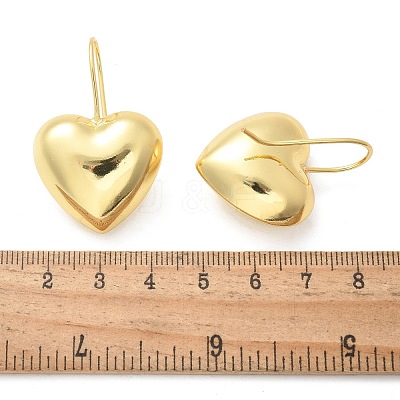 Heart Brass Dangle Earrings EJEW-B132-03G-1