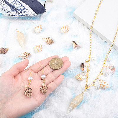30Pcs 5 Styles Natural Mixed Shell Pendants PALLOY-GO00046-1