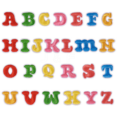 104Pcs 4 Sets Letter A~Z Embroider Thread Cloth on/Sew On Patches PATC-TA0001-41-1