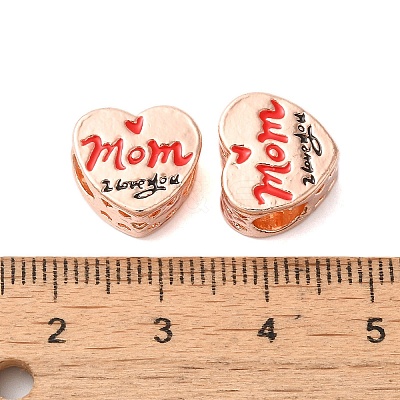 Mother's Day Rack Plating Alloy Enamel European Beads PALLOY-S189-53RG-1