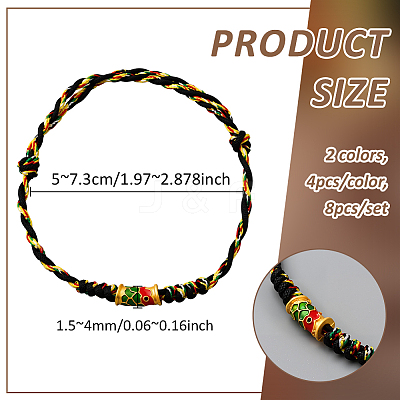 8Pcs 2 Colors Cotton Thread Braided Bracelets BJEW-GO0002-03-1