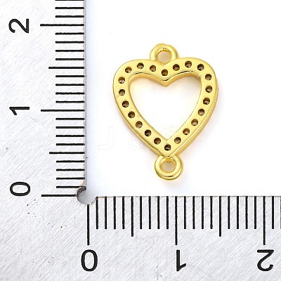 Brass Micro Pave Clear Cubic Zirconia Heart Links Connector Charms KK-A230-03A-G-1