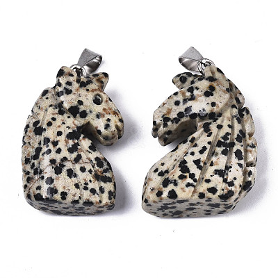 Carved Natural Dalmatian Jasper Pendants G-N0327-002D-1