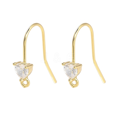 Brass Micro Pave Cubic Zirconia Earrings Findings EJEW-B063-05G-05-1