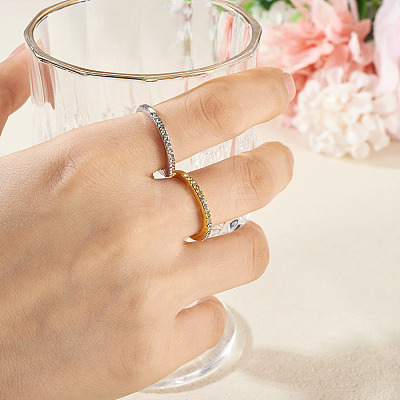 2Pcs 2 Colors Alloy with Crystal Rhinestone Finger Rings RJEW-TADJ0001-01D-1