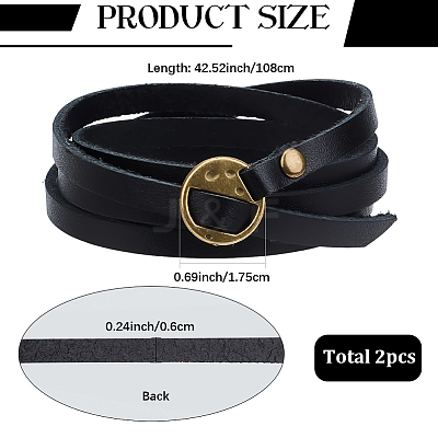 2Pcs Cowhide Wrap Bracelets BJEW-GF0001-35B-1