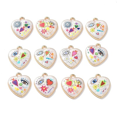 Rack Plating Alloy Enamel Pendants FIND-E043-02KCG-1
