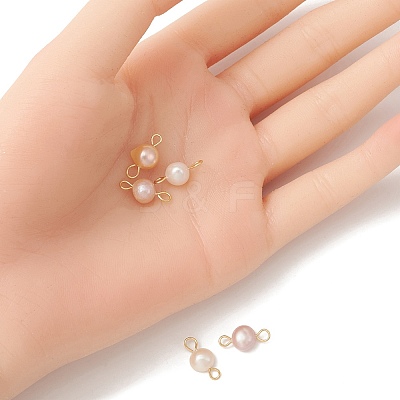 Natural Cultured Freshwater Pearl Connector Charms PALLOY-YW0001-52-1