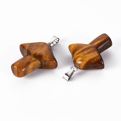 Natural Tiger Eye Pendants G-R480-02F-1