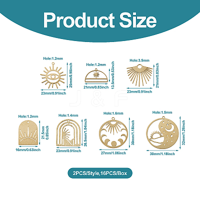 14Pcs 7 Style Brass Charms KK-PJ0001-26-1
