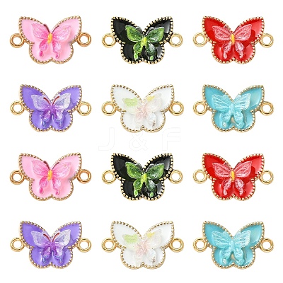 12Pcs 6 Colors Alloy Enamel Connector Charms ENAM-YW0008-53-1