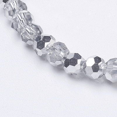 Faceted(32 Facets) Round Half Plated Electroplate Glass Beads Strands X-EGLA-J042-4mm-H02-1
