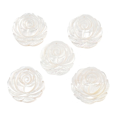 Natural White Shell Carved Pendants SSHEL-B006-02-1